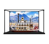 Acrylic Display case for Compatible with Lego 21356 Canal Steamer Set,Dustproof, Storage Box, Transparent Case,Compatible with 21356(Display Box only, kit not Included) (Black Back Spray)