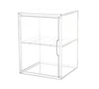 Acrylic Display Case for Figurines Clear Display Stand Dustproof Display Box with Magnetic Door Stackable Display Showcase for Collectibles Mini Toys Funko Pop Action Figures (2-Tier)