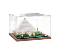 Acrylic Display Case for L*e-go 21058 Great Pyramid of Giza Building Set,Clear Display Case, Dust-Proof Display Case Compatible with L*e-go 21058 (Only Display Case) (Wood color,3mm)