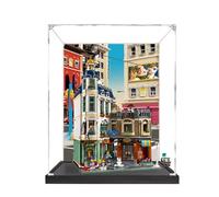 Acrylic Display Case for Le-go 11371 Shopping Arcade Model, Dustproof Display Box (display box only) (Black base3mm-A)