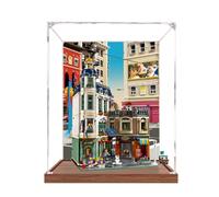 Acrylic Display Case for Le-go 11371 Shopping Arcade Model, Dustproof Display Box (display box only) (Woodenbase3mm-A)