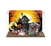 Acrylic Display Case for Le-go 21351 Christmas Eve Nightmare Model, Dustproof Display Box (display box only) (StyleB Background 3mm)