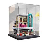 Acrylic Display Case for Lego 10260 Nostalgia Restaurant，Clear Dustproof Display Case, Compatible with Lego 10260 Construction Kit (Model not Included) 30 x 30 x 39 cm (Black Base)