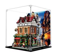 Acrylic Display Case for Lego 10350 British Street Corner Building Set,Clear Display Case, Dust-Proof Display Case Compatible with Lego 10350 (Only Display Case) (Black Base)
