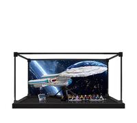 Acrylic Display Case for Lego 10356 Federation Starship Enterprise Model, 3mm Dustproof Display Box, Display Case Compatible with Lego 10356(Model Not Included) (Alloy Frame Background B)
