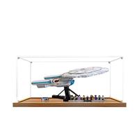 Acrylic Display Case for Lego 10356 Federation Starship Enterprise Model, 3mm Dustproof Display Box, Display Case Compatible with Lego 10356(Model Not Included) (Wood Base 3MM)