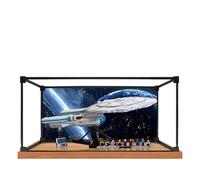 Acrylic Display Case for Lego 10356 Federation Starship Enterprise Model, 3mm Dustproof Display Box, Display Case Compatible with Lego 10356(Model Not Included) (Alloy Frame Background A)