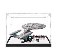 Acrylic Display Case for Lego 10356 Star Trek: Federation Starship Model, 3mm Dustproof Display Box, Display Case Compatible with Lego 10356 (Model Not Included) (Black Base+Mirror 2MM)
