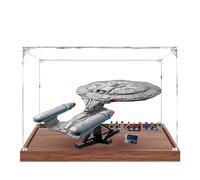 Acrylic Display Case for Lego 10356 Star Trek: Federation Starship Model, 3mm Dustproof Display Box, Display Case Compatible with Lego 10356 (Model Not Included) (Wooden Base 2MM)