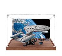 Acrylic Display Case for Lego 10356 Star Trek: Federation Starship Model, 3mm Dustproof Display Box, Display Case Compatible with Lego 10356 (Model Not Included) (Background Wooden Base B)