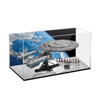 Acrylic Display Case for Lego 10356 Star Trek Starship Enterprise Building Set, Dustproof Transparent Box - Only Display Case, Display Box Compatible with Lego 10356 (Back Spray+Mirror B)