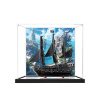 Acrylic Display Case for Lego 10365 Black Pearl Pirate Ship Model, 3mm Dustproof Display Box, Display Case Compatible with Lego 10365 (Model Not Included) (Background+Mirror B)