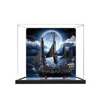 Acrylic Display Case for Lego 10365 Black Pearl Pirate Ship Model, 3mm Dustproof Display Box, Display Case Compatible with Lego 10365 (Model Not Included) (Background+Mirror A)