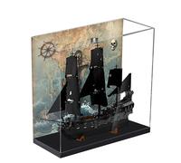 Acrylic Display Case for Lego 10365 Black Pearl Pirate Ship Model, 3mm Dustproof Display Box, Display Case Compatible with Lego 10365 (Model Not Included) (Background 3MM)
