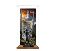 Acrylic Display Case for Lego 11373 The Lord of The Rings: Sauron's Helmet Model, 3mm Dustproof Display Box, Display Case Compatible with Lego 11373(Model Not Included) (Background Wood Base C)