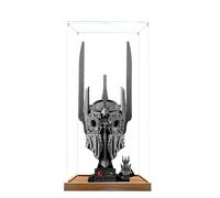 Acrylic Display Case for Lego 11373 The Lord of The Rings: Sauron's Helmet Model, 3mm Dustproof Display Box, Display Case Compatible with Lego 11373(Model Not Included) (Wood Base 3MM)