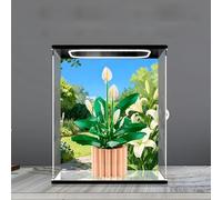 Acrylic Display Case for Lego 11504 Lily Flower block model, 3mm Dustproof Display Box, Display Case Compatible with Lego 11504 ,With a light at the top.(Model Not Included) (B)