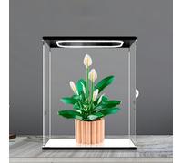 Acrylic Display Case for Lego 11504 Lily Flower block model, 3mm Dustproof Display Box, Display Case Compatible with Lego 11504 ,With a light at the top.(Model Not Included) (A)