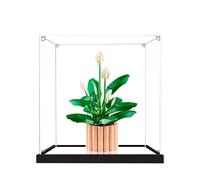 Acrylic Display Case for Lego 11504 Peace Lily Building Set, Clear Display Box, Dust-Proof Display Case Compatible with Lego 11504(Model Not Included) (Black Base 2MM+Mirror)