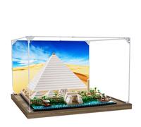 Acrylic Display Case for Lego 21058 Great Pyramid of Giza Building Set,Clear Display Case, Dust-Proof Display Case Compatible with Lego 21058 (Only Display Case) (Wooden Base)