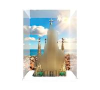 Acrylic Display Case for Lego 21065 Church Architecture Model, 3mm Dustproof Display Box, Display Case Compatible with Lego 21065 Model Not Included) (background A)