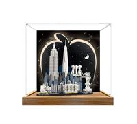 Acrylic Display Case for Lego 21066 New York City: The Big Apple Skyline Building Set, Dustproof Transparent Box - Only Display Case, Display Box Compatible with Lego 21066 (Back Spray + Base B)