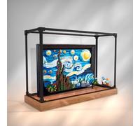 Acrylic Display Case for Lego 21333 Starry Sky Oil Painting Model, Dustproof Display Box (display box only) (Wooden base)