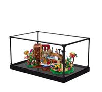 Acrylic Display Case for Lego 21360 Willy Wonka and The Chocolate Factory Model, 3mm Dustproof Display Box, Display Case Compatible with Lego 21360 (Model Not Included) (Alloy Frame Black Base)