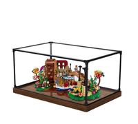 Acrylic Display Case for Lego 21360 Willy Wonka and The Chocolate Factory Model, 3mm Dustproof Display Box, Display Case Compatible with Lego 21360 (Model Not Included) (Alloy Frame Wooden Base)