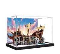 Acrylic Display Case for Lego 21363 The Goonies Pirate Ship Model, 3mm Dustproof Display Box, Display Case Compatible with Lego 21363 (Model Not Included) (Background+Mirror C)
