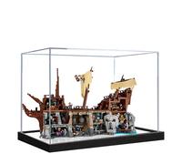 Acrylic Display Case for Lego 21363 The Goonies Pirate Ship Model, 3mm Dustproof Display Box, Display Case Compatible with Lego 21363 (Model Not Included) (Transparent 2MM+Mirror)