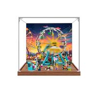 Acrylic Display Case for Lego 31119 Ferris Wheel Building Set, Dustproof Transparent Box, Showcase - Only Display Case, Display Box Compatible with Lego 31119 (Back spray A,Wooden base)