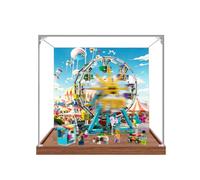 Acrylic Display Case for Lego 31119 Ferris Wheel Building Set, Dustproof Transparent Box, Showcase - Only Display Case, Display Box Compatible with Lego 31119 (Back spray B,Wooden base)