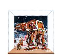 Acrylic Display Case for Lego 40806 Gingerbread House AT-AT Walker Building Set, Dustproof Transparent Box - Only Display Case, Display Box Compatible with Lego 40806 (Back Spray Wooden Base)