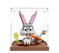 Acrylic Display Case for Lego 40920 Bugs Bunny Model, 3mm Dustproof Display Box, Display Case Compatible with Lego 40920(Model Not Included) (Wood Base 3MM)