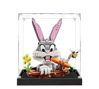 Acrylic Display Case for Lego 40920 Bugs Bunny Model, 3mm Dustproof Display Box, Display Case Compatible with Lego 40920(Model Not Included) (Black Base 2MM)