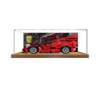 Acrylic Display case for Lego 42212 Racing - dustproof with uv Protection,Custom Fit for Lego 42212 Model - Collector's Edition(Model not Included) (Background + Wooden Base)
