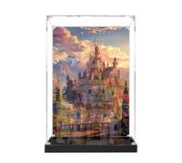 Acrylic Display Case for Lego 43263 Beauty and The Beast Castle Model, 3mm Dustproof Display Box, Display Case Compatible with Lego 43263 (Model Not Included) (Background Black Base B)
