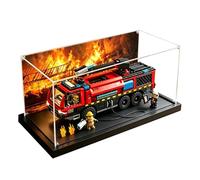Acrylic Display Case for Lego 60499 Airport Fire Engine Building Set, Dustproof Transparent Box - Only Display Case, Display Box Compatible with Lego 60499 (Back Spray + Base A)
