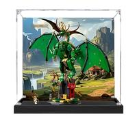 Acrylic Display Case for Lego 71847 Guardian of The Divine Dragon, Dustproof Box, Storage Box, Transparent Box, Display Box Compatible with 71847 (Box Only) (Black Silk Base Background)