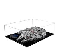 Acrylic Display Case for Lego 75192 Millennium Falcon Building Set,Clear Display Case, Dust-Proof Display Case Compatible with Lego 75192 (Only Display Case) (Flat Placement,Black Base)