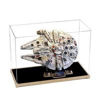 Acrylic Display Case for Lego 75192 Millennium Falcon Building Set,Clear Display Case, Dust-Proof Display Case Compatible with Lego 75192 (Only Display Case) (Standing up,Wooden Base A)