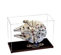 Acrylic Display Case for Lego 75192 Millennium Falcon Building Set,Clear Display Case, Dust-Proof Display Case Compatible with Lego 75192 (Only Display Case) (Standing up,Wooden Base B)