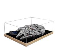 Acrylic Display Case for Lego 75192 Millennium Falcon Building Set,Clear Display Case, Dust-Proof Display Case Compatible with Lego 75192 (Only Display Case) (Flat Placement,Wooden Base A)