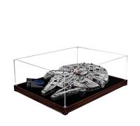 Acrylic Display Case for Lego 75192 Millennium Falcon Building Set,Clear Display Case, Dust-Proof Display Case Compatible with Lego 75192 (Only Display Case) (Flat Placement,Wooden Base B)