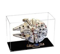 Acrylic Display Case for Lego 75192 Millennium Falcon Building Set,Clear Display Case, Dust-Proof Display Case Compatible with Lego 75192 (Only Display Case) (Standing up,Black Base)