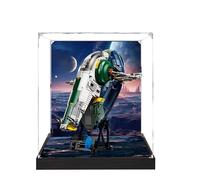 Acrylic Display Case for Lego 75409 Jango Fett Starship Building Set, Clear Display Case, Dust-Proof Display Case Compatible with Lego 75409 (Only Display Case) (Base Spray+Back Spray Pai)