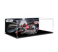 Acrylic Display Case for Lego 75427 Throne Room Showdown and A-Wing Fighter Set, Dustproof Box, Showcase - Only Display Case, Display Box Compatible with Lego 75427 (Back Spray B + Black base)
