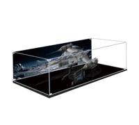 Acrylic Display Case for Lego 75442 Interstellar Fighter Building Set, Dustproof Transparent Box - Only Display Case, Display Box Compatible with Lego 75442 (Back Spray A + Black base)