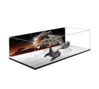 Acrylic Display Case for Lego 75442 Interstellar Fighter Building Set, Dustproof Transparent Box - Only Display Case, Display Box Compatible with Lego 75442 (Back Spray C + Mirrored base)